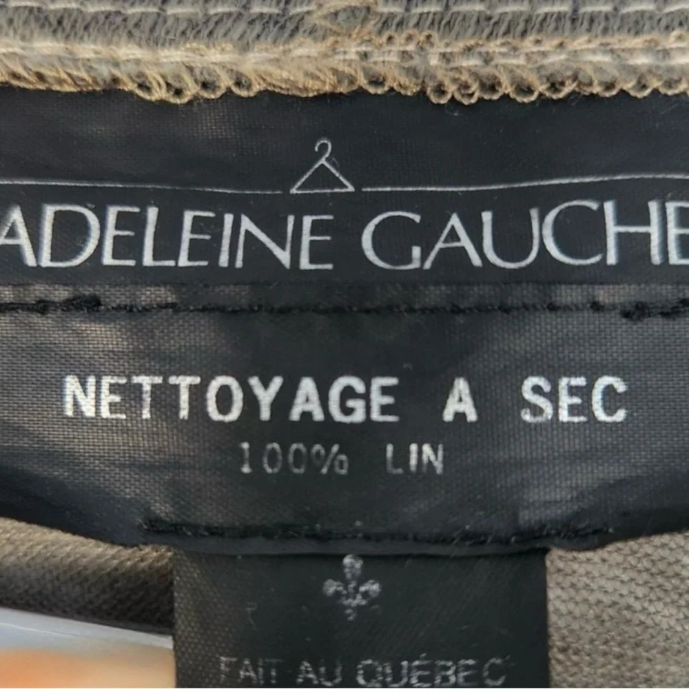 Madeleinene Gaucher Green Euro Linen Made in Quebec Wrap Poncho Art Wear EUC
